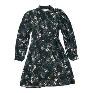 Velvet By GRAHAM & SPENCER Green Floral Shift Dress Keyholes Long sleeve Sz XS